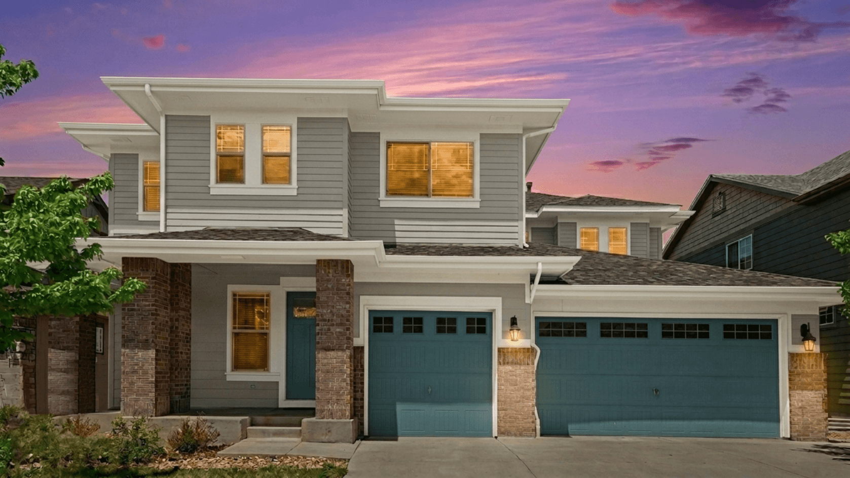Paint color visualizer render of a home exterior in new colors