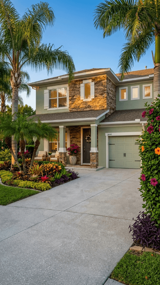 Paint color visualizer before and after of a home exterior