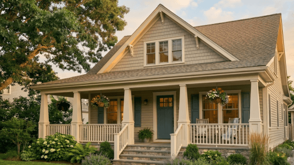 Exterior paint visualizer render in Universal Khaki by Sherwin-Williams