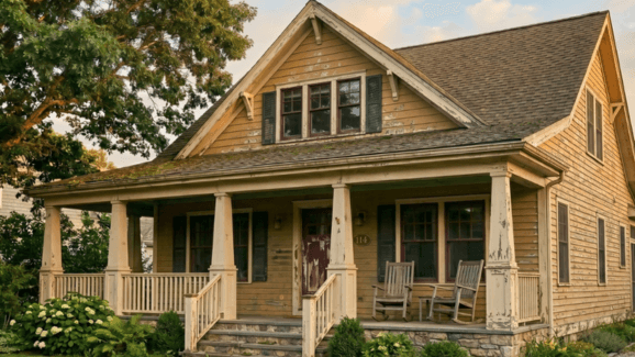 Home exterior before, original color