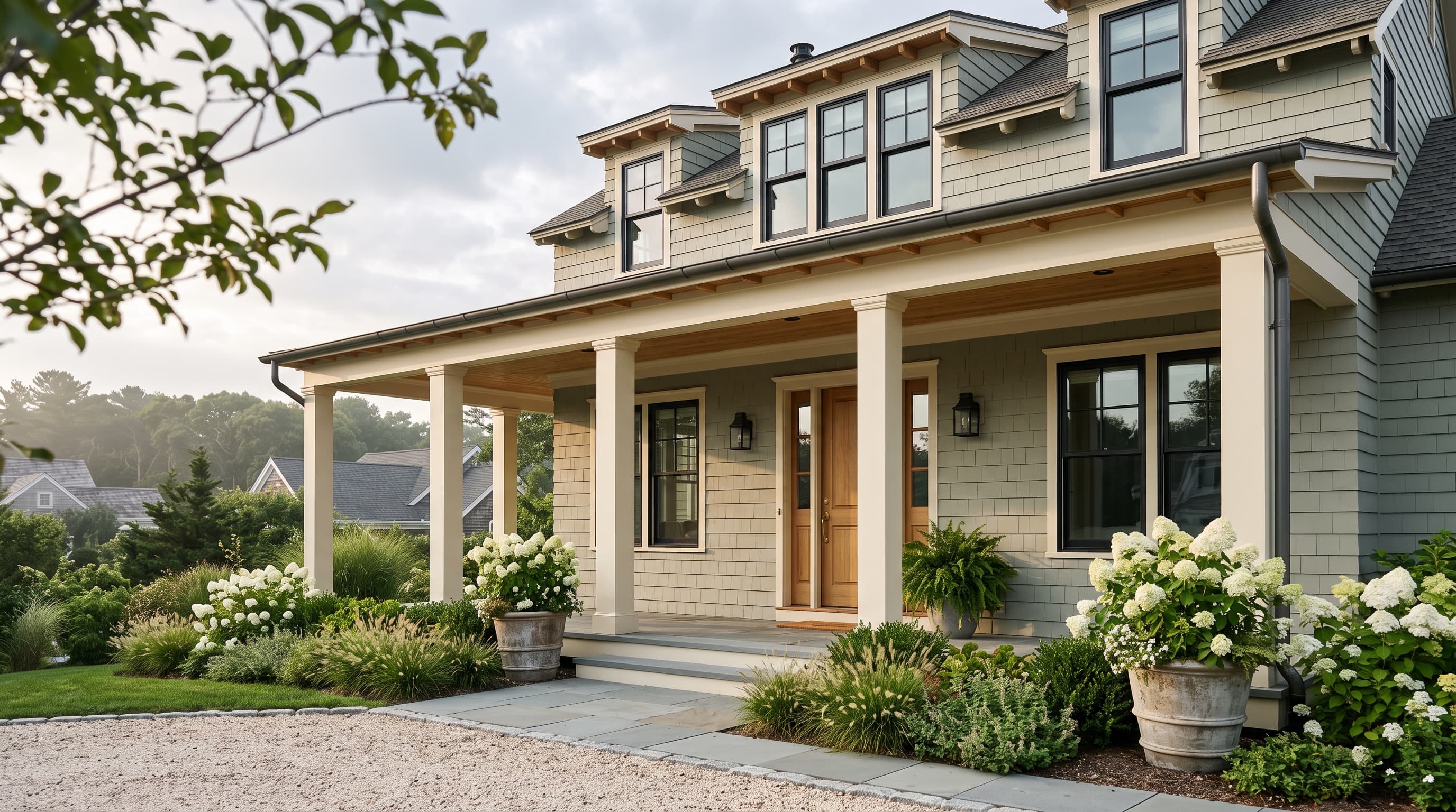 A freshly painted coastal home