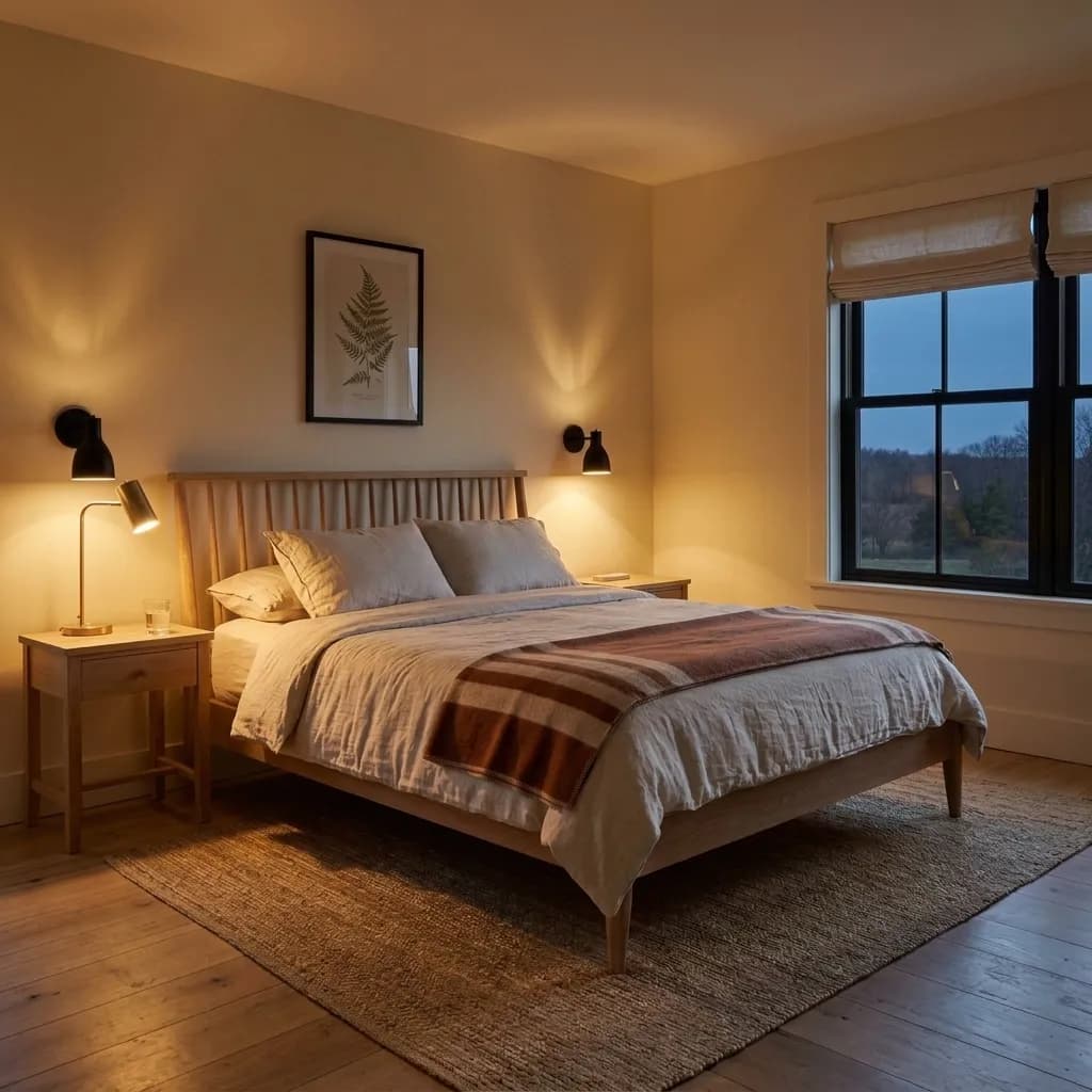 Alabaster SW 7008 accent wall in evening light