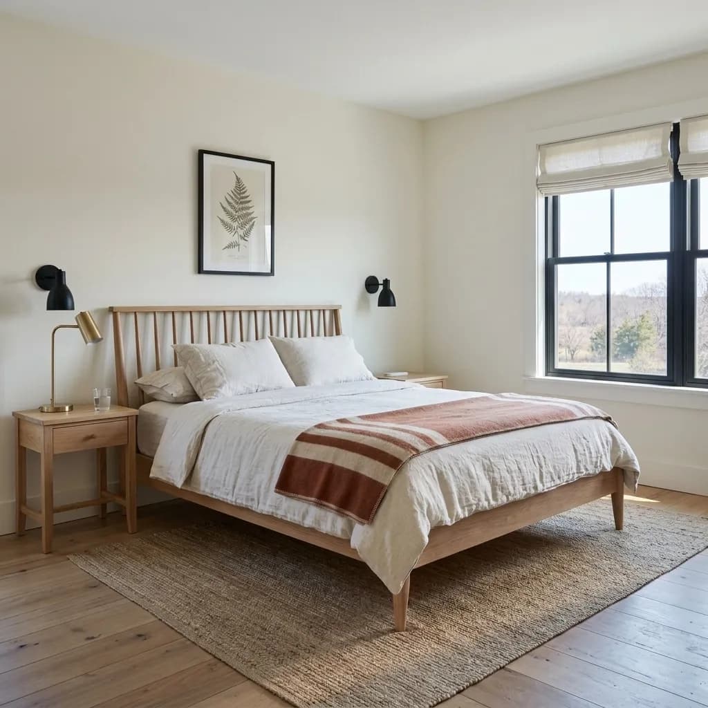 Alabaster SW 7008 accent wall in midday light