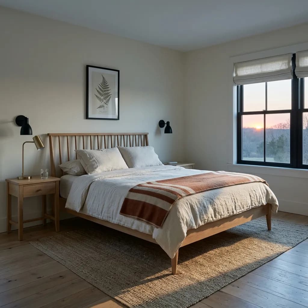 Alabaster SW 7008 accent wall in morning light