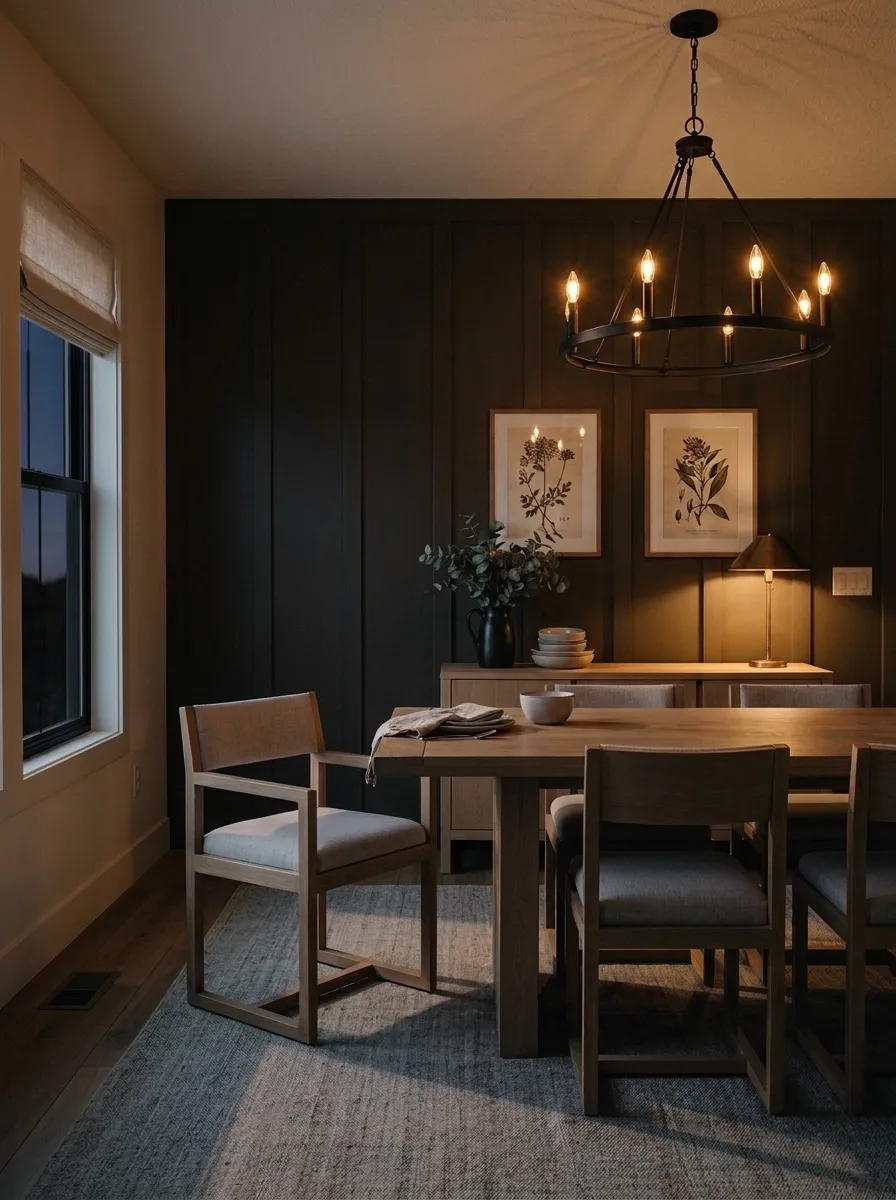 Black Fox SW 7020 accent wall in evening light