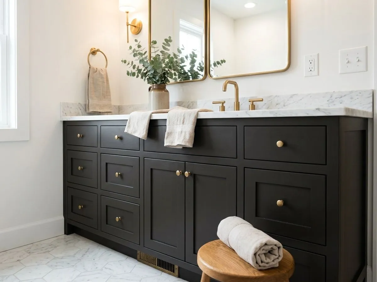 Black Magic SW 6991 on bathroom vanity