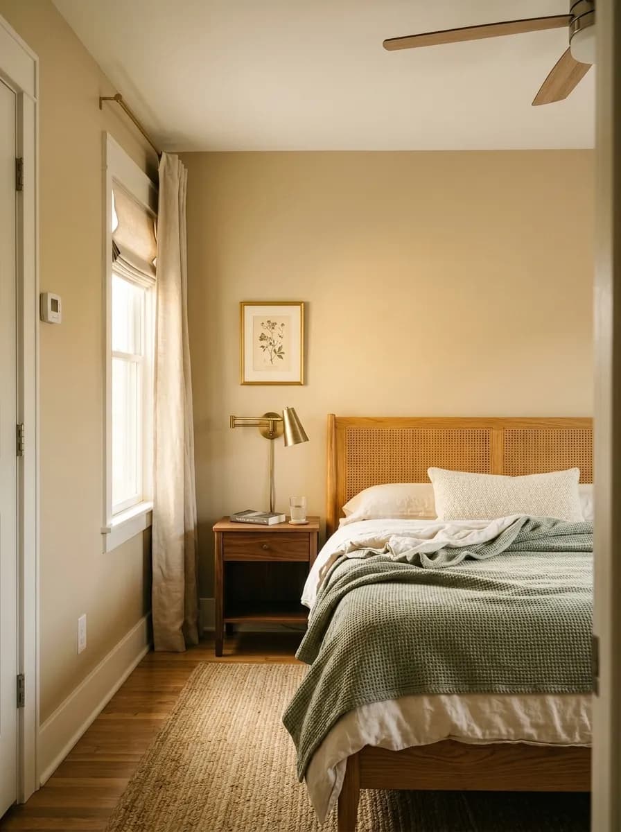 Bungalow Beige SW 7511 accent wall in midday light