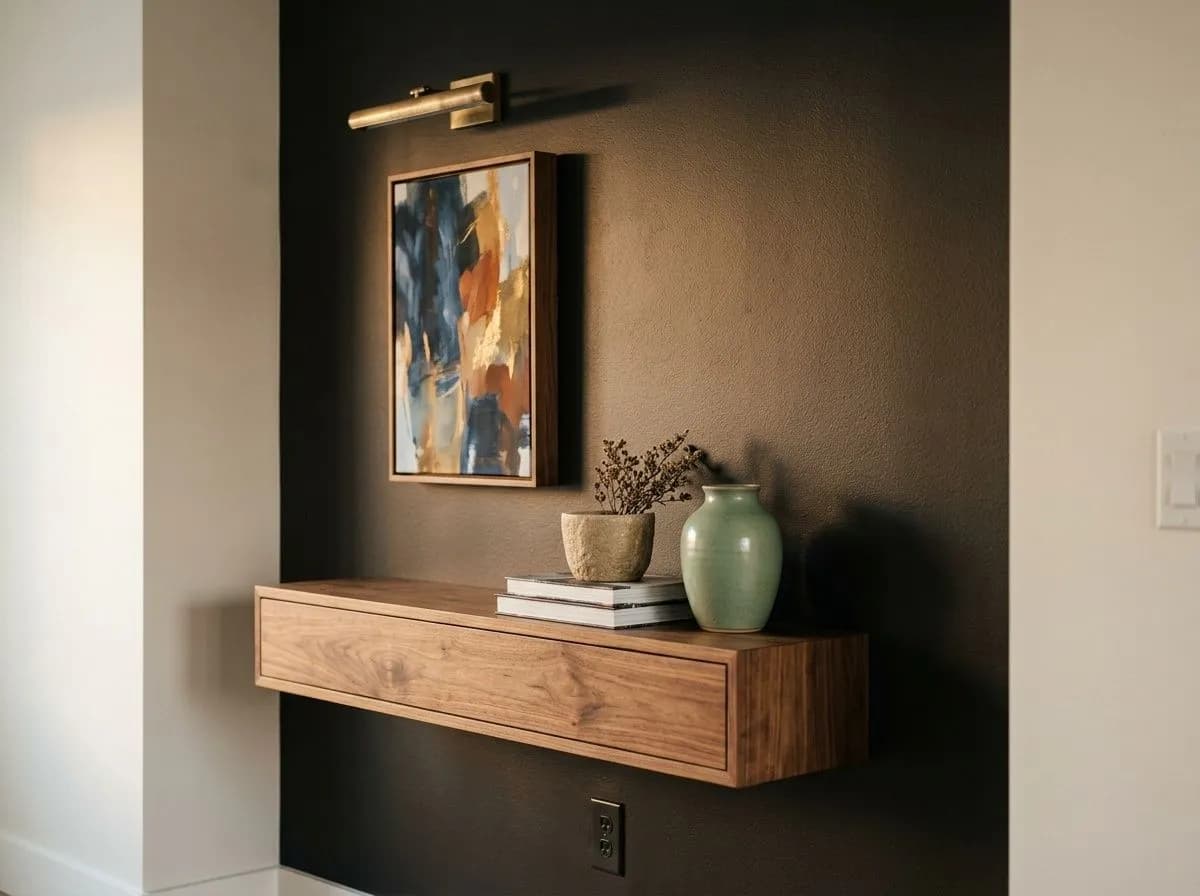 Caviar SW 6990 on accent wall