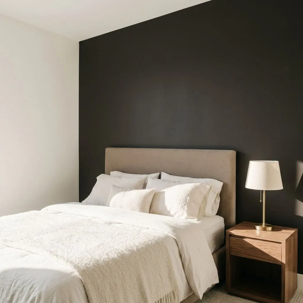 Caviar SW 6990 accent wall in midday light