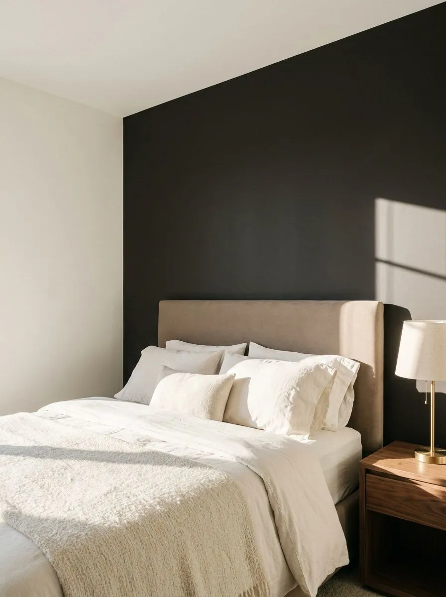 Caviar SW 6990 accent wall in morning light