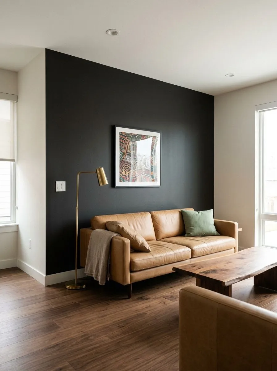 Caviar SW 6990 on an interior wall in natural daylight
