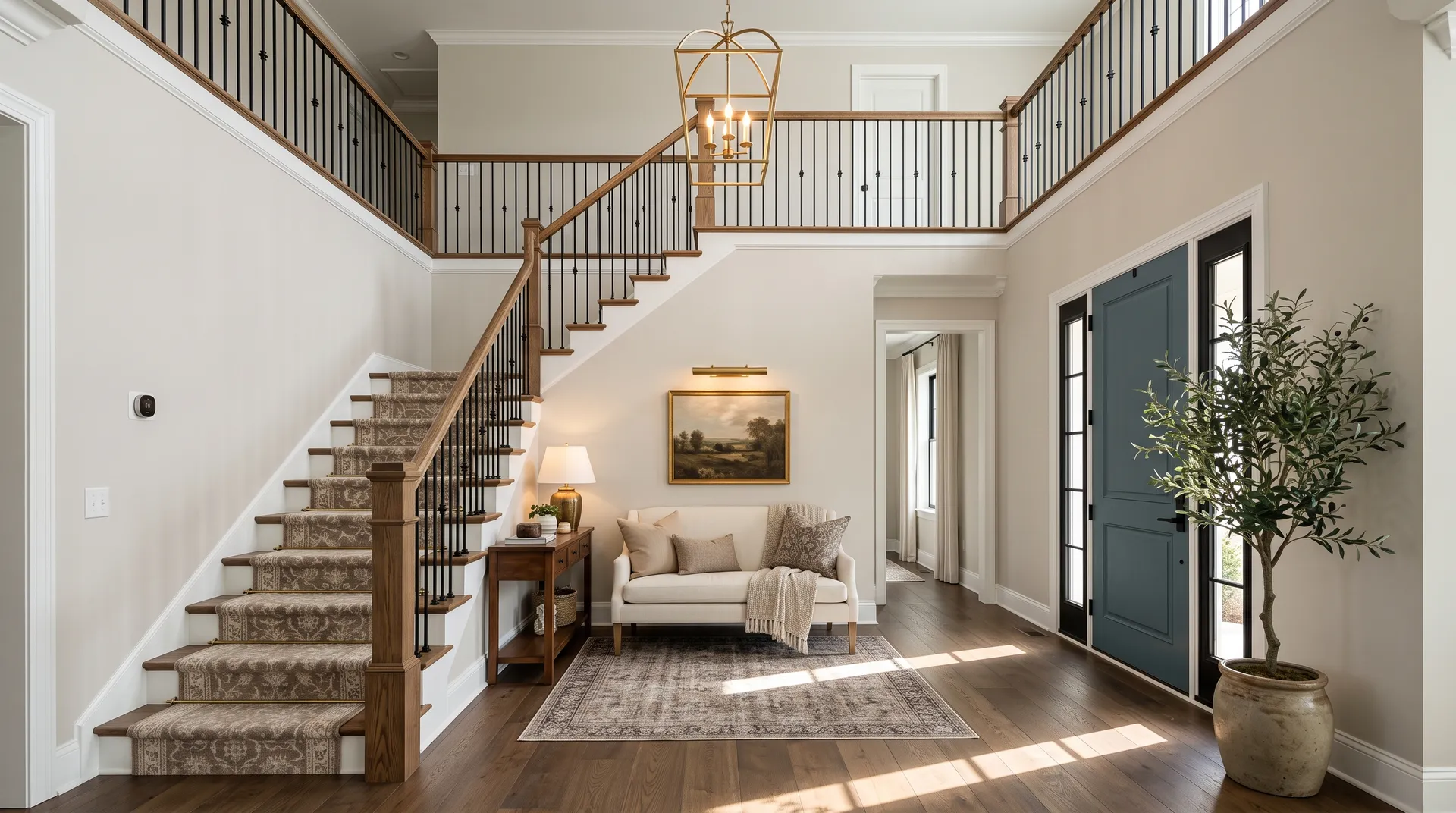 City Loft SW 7631 in a warm, transitional stair hall