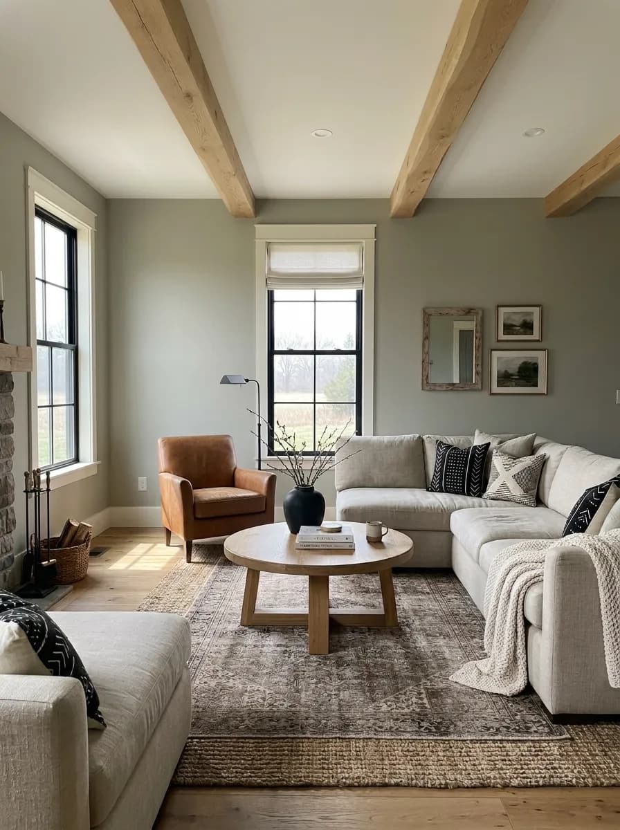 Clary Sage SW 6178 accent wall in midday light