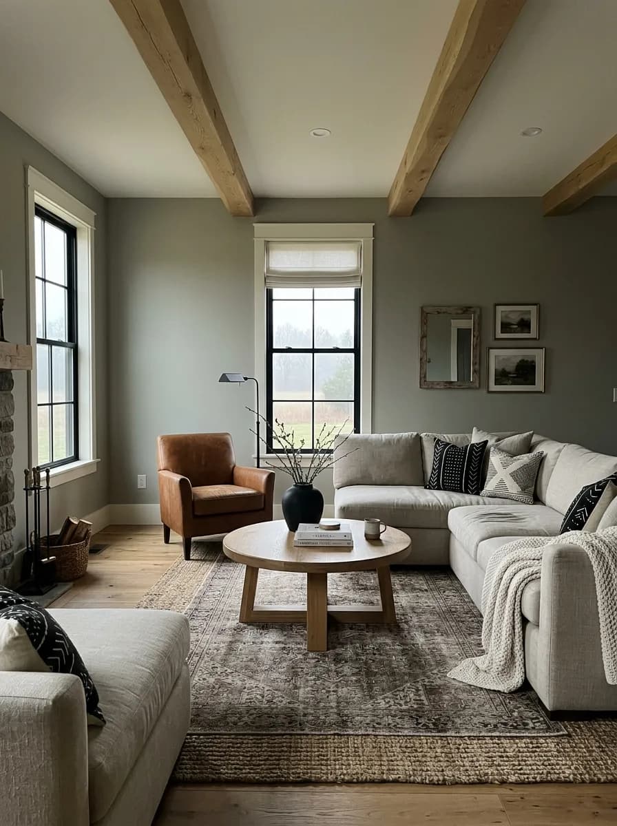 Clary Sage SW 6178 accent wall in morning light
