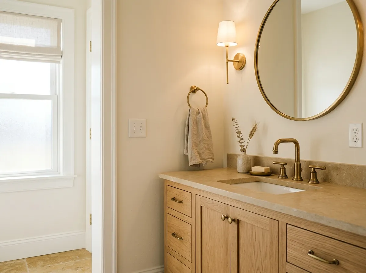 Creamy SW 7012 on bathroom