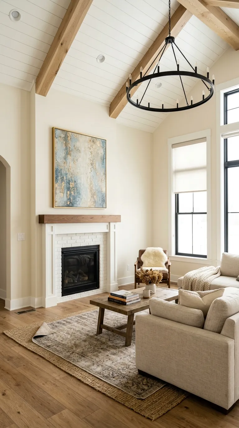 Creamy SW 7012 on an interior wall in natural daylight