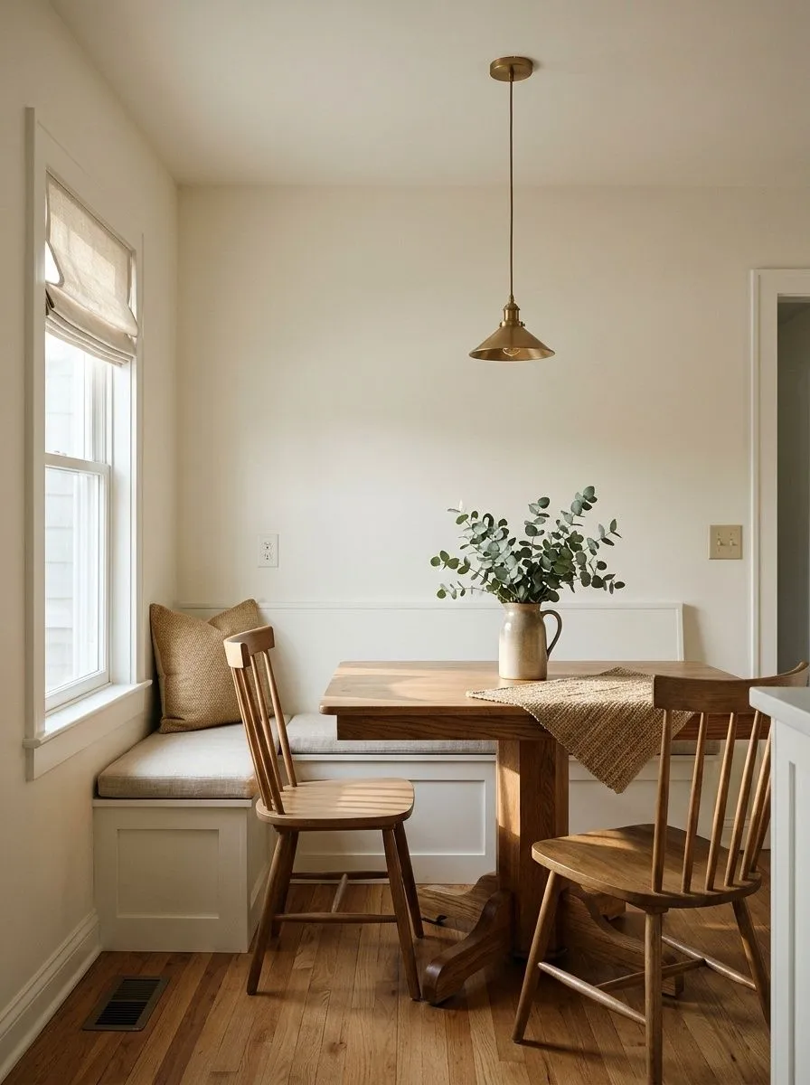 Dover White SW 6385 accent wall in morning light