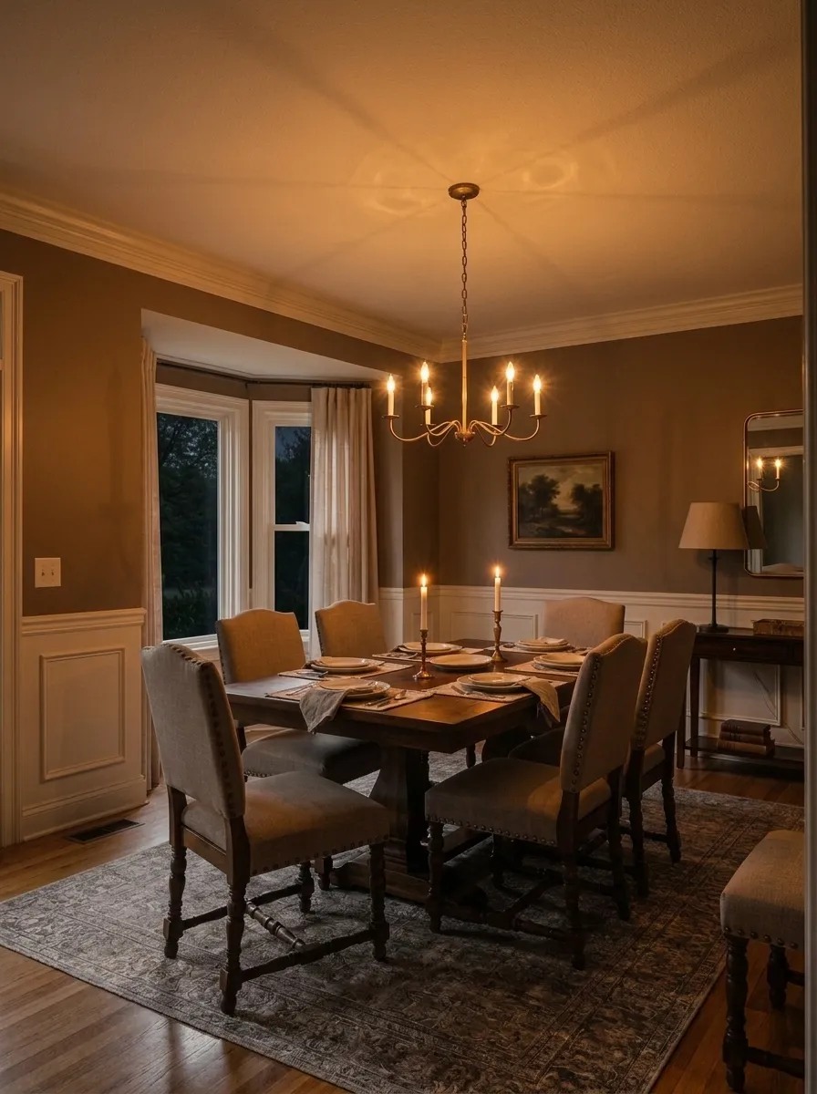 Dovetail SW 7018 accent wall in evening light
