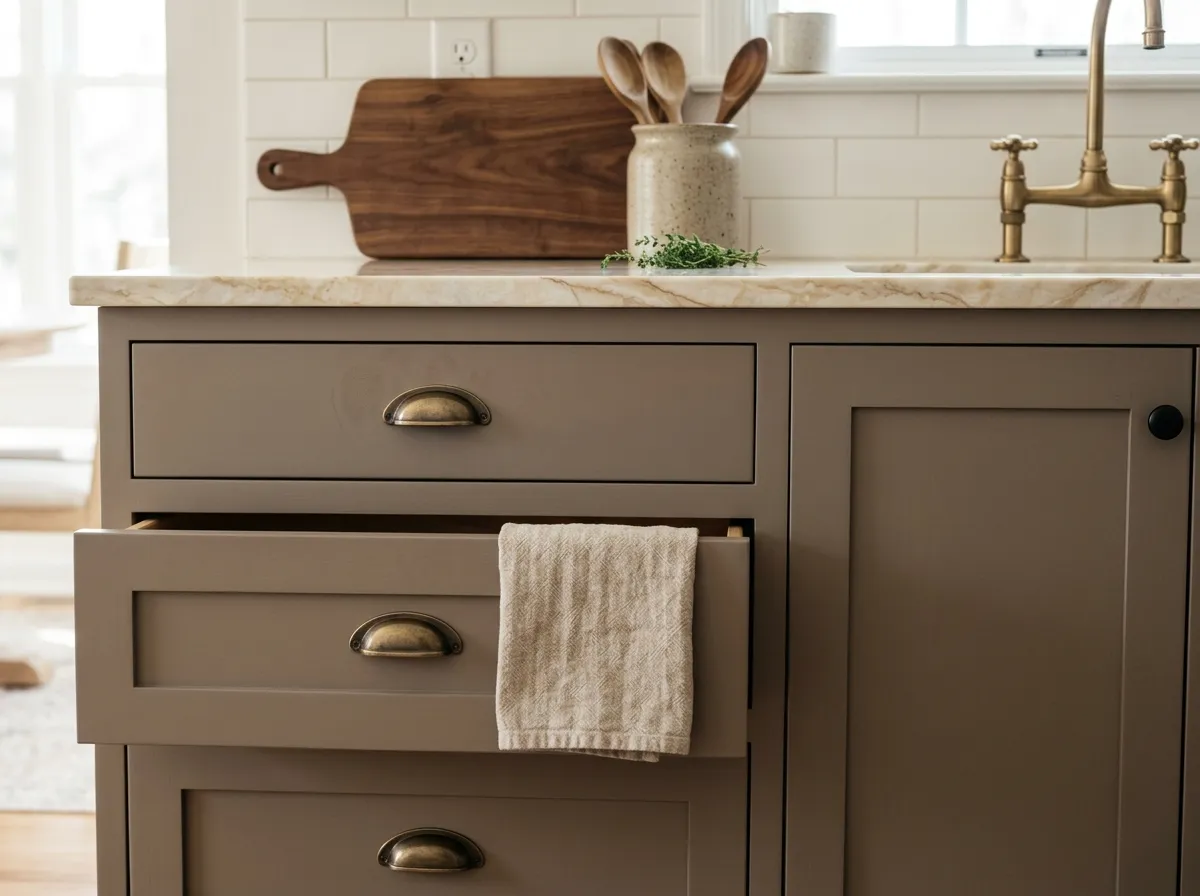 Dovetail SW 7018 on kitchen cabinets