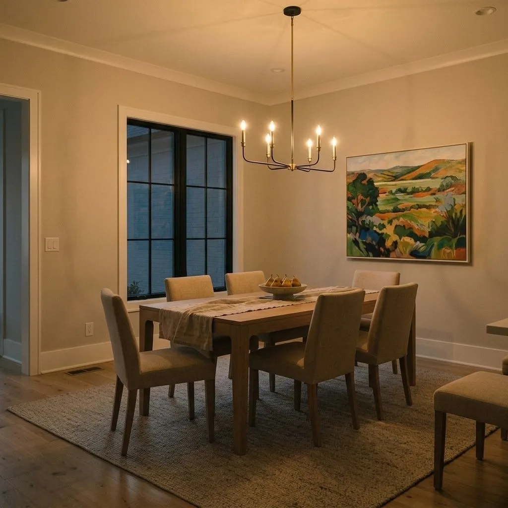 Drift of Mist SW 9166 accent wall in evening light