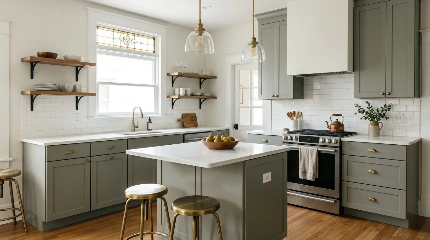Evergreen Fog SW 9130 by Sherwin-Williams on a home exterior