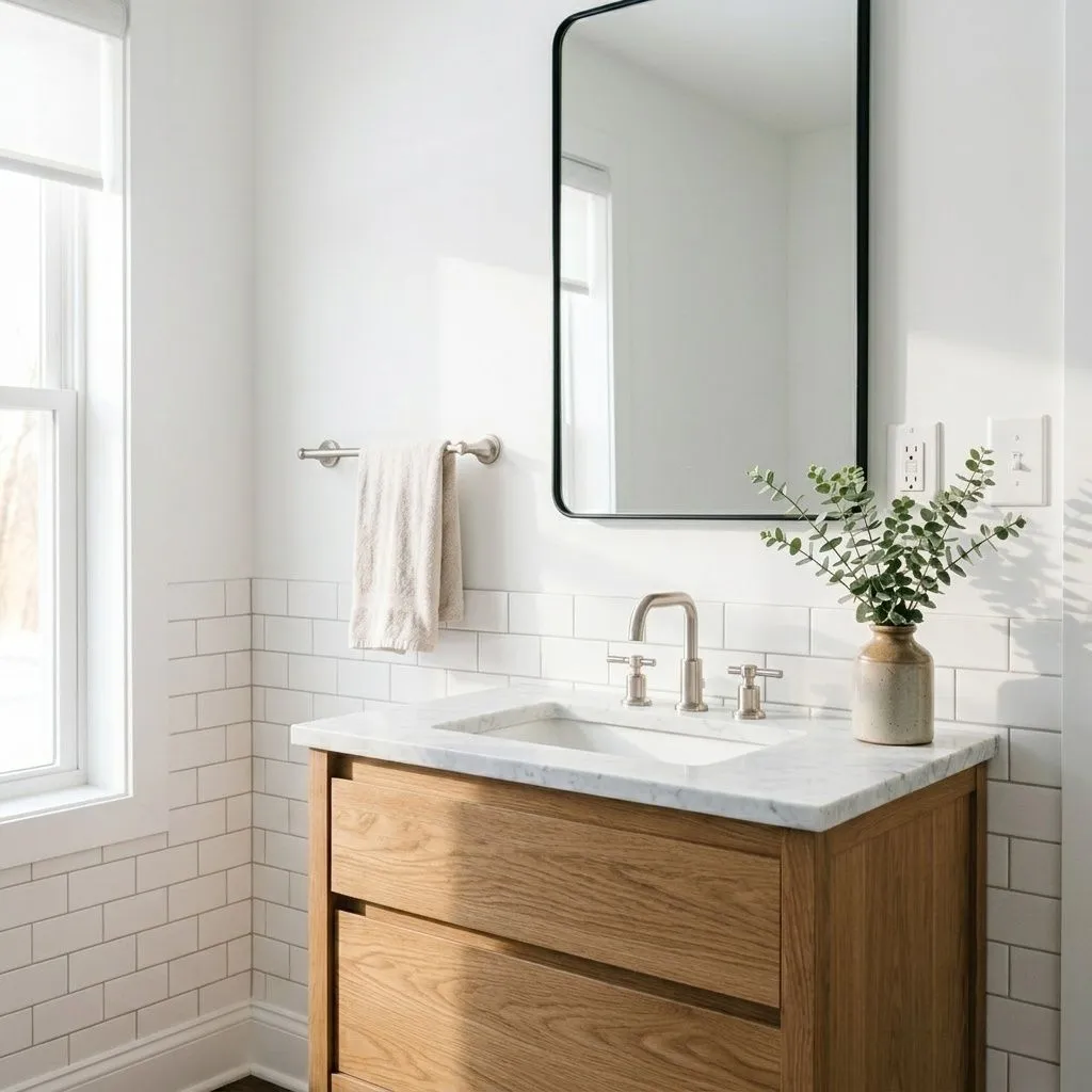 Extra White SW 7006 accent wall in midday light