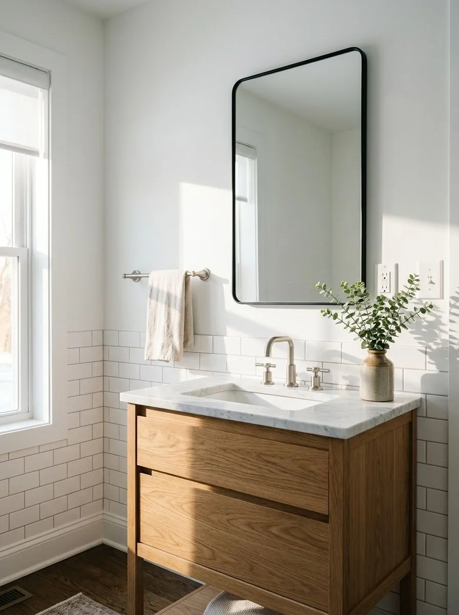 Extra White SW 7006 accent wall in morning light