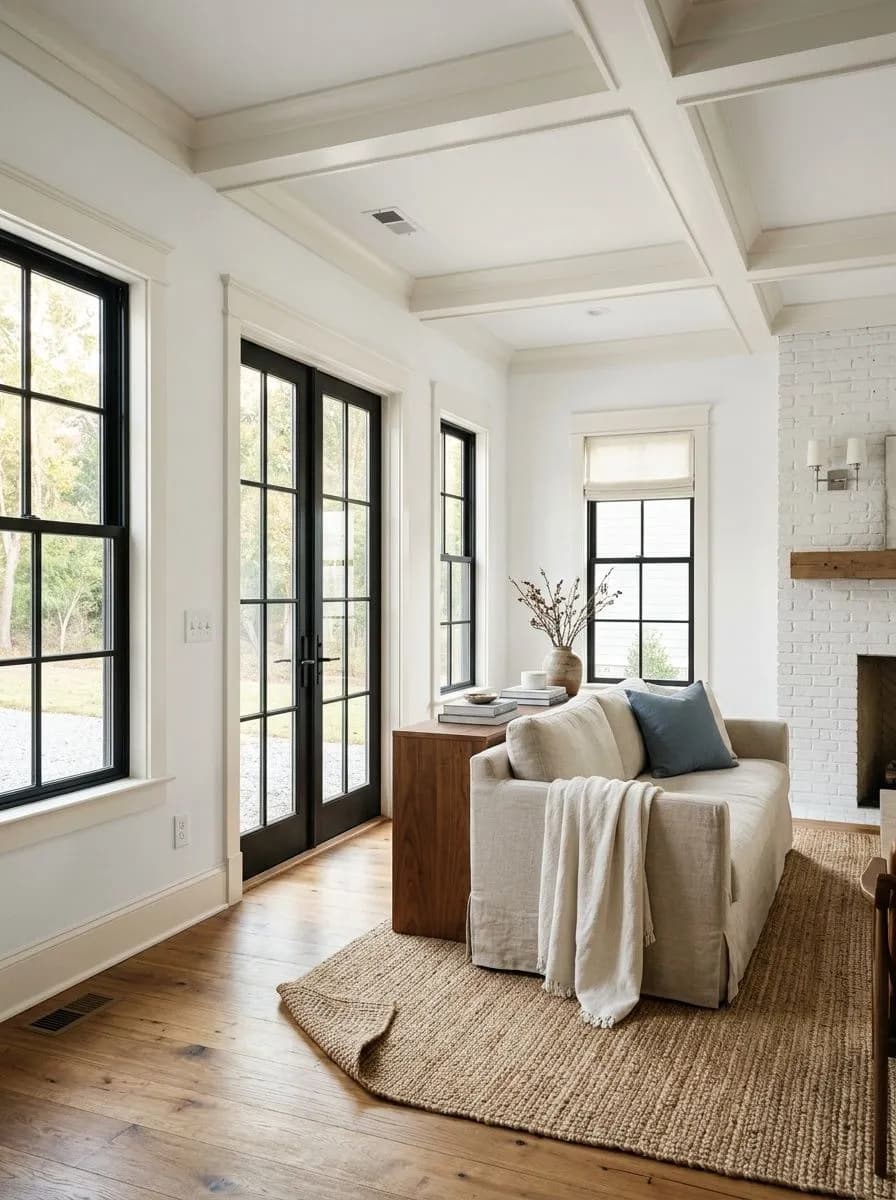 Extra White SW 7006 on an interior wall in natural daylight
