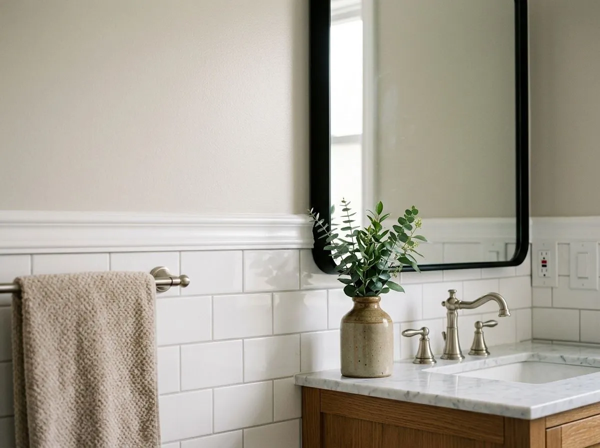 Gossamer Veil SW 9165 on bathroom