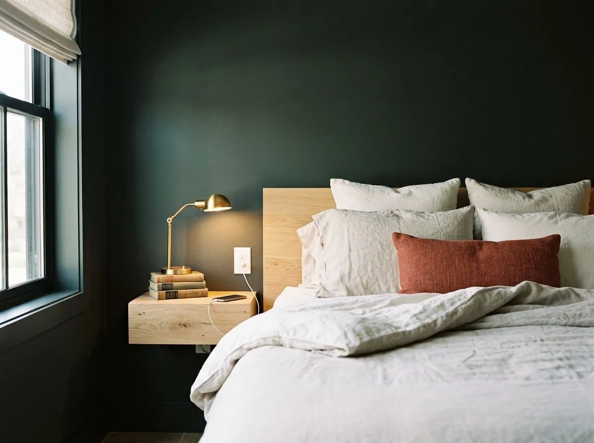 Greenblack SW 6994 on bedroom