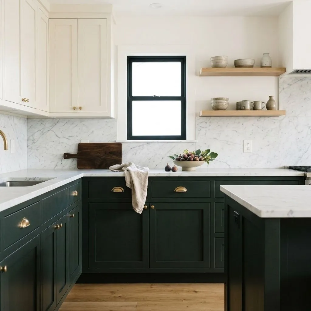 Greenblack SW 6994 accent wall in midday light