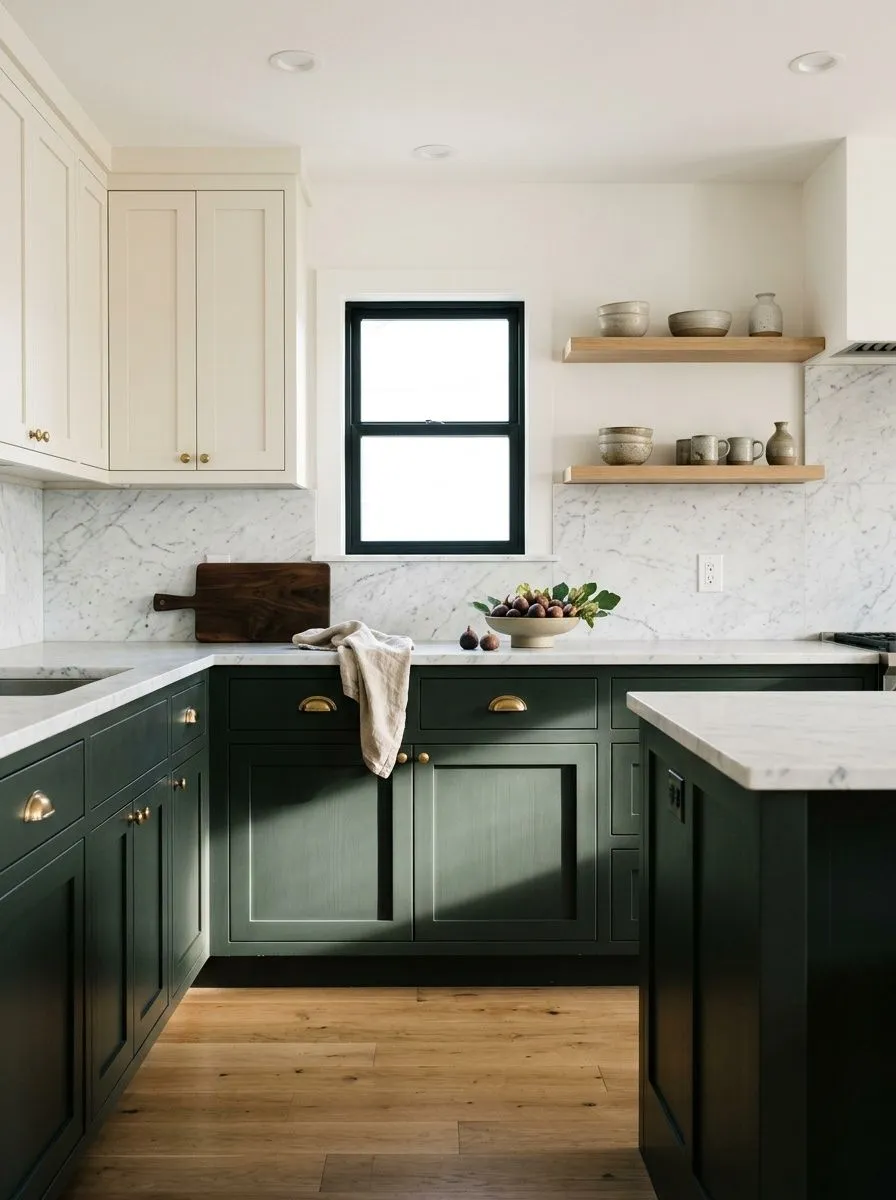 Greenblack SW 6994 accent wall in morning light
