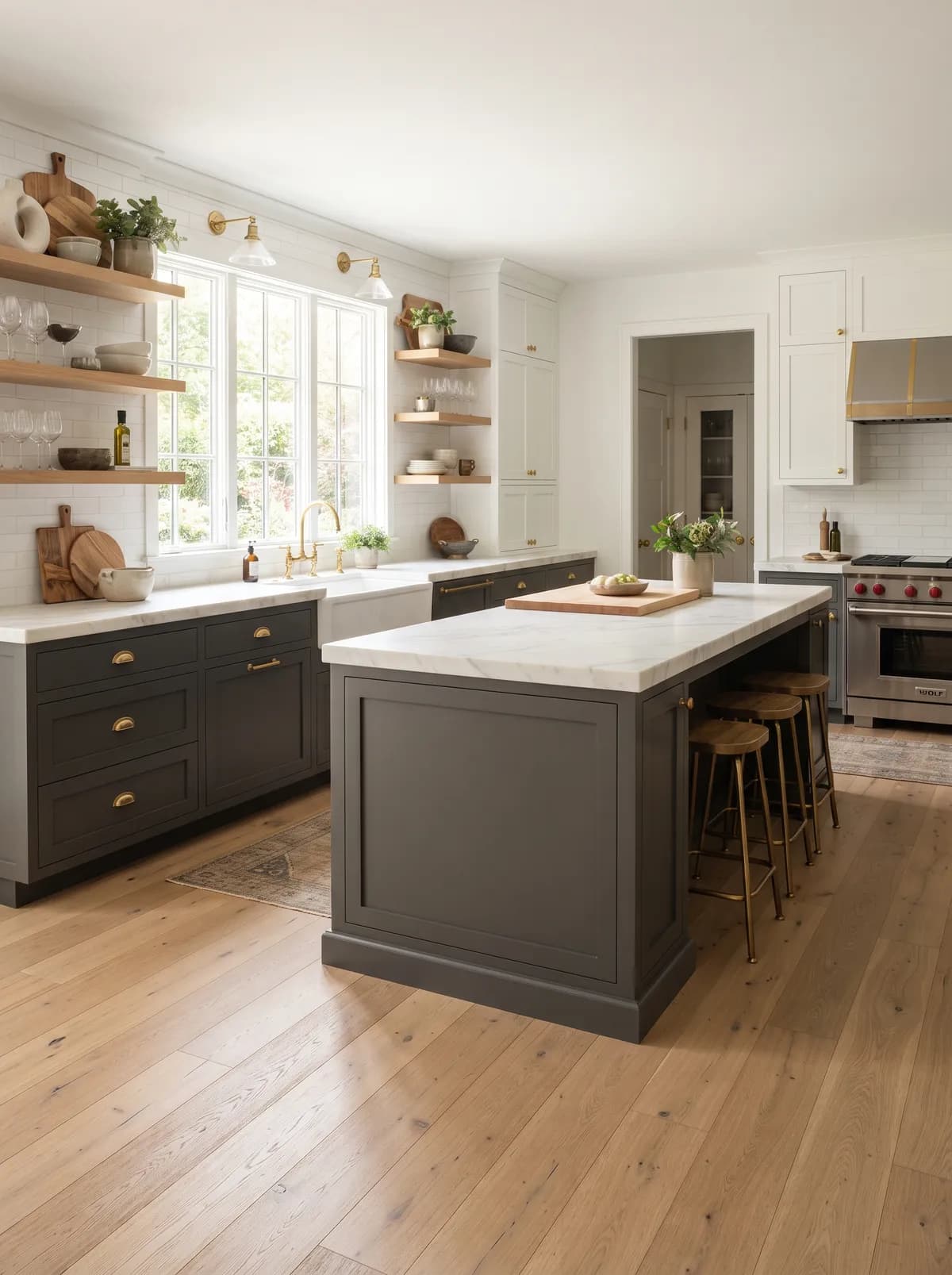 Iron Ore SW 7069 kitchen cabinets with Alabaster walls