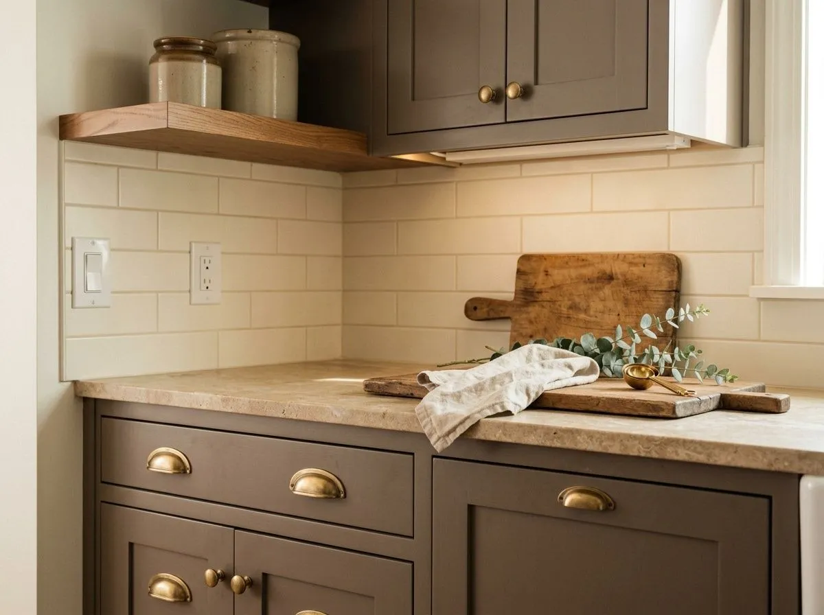 Mink SW 6004 on cabinets and millwork