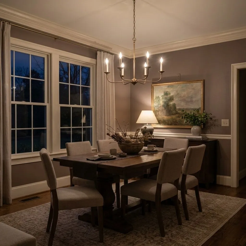Mink SW 6004 accent wall in evening light
