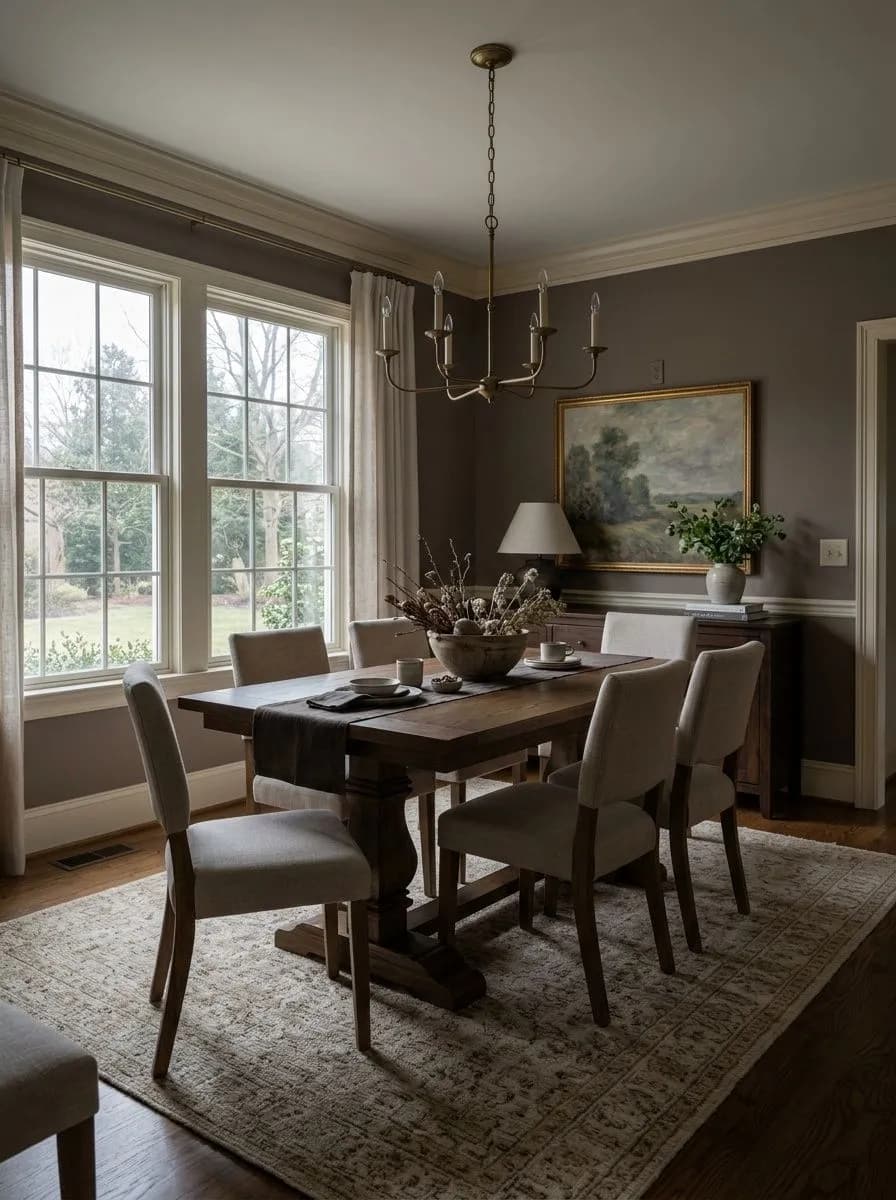 Mink SW 6004 accent wall in morning light