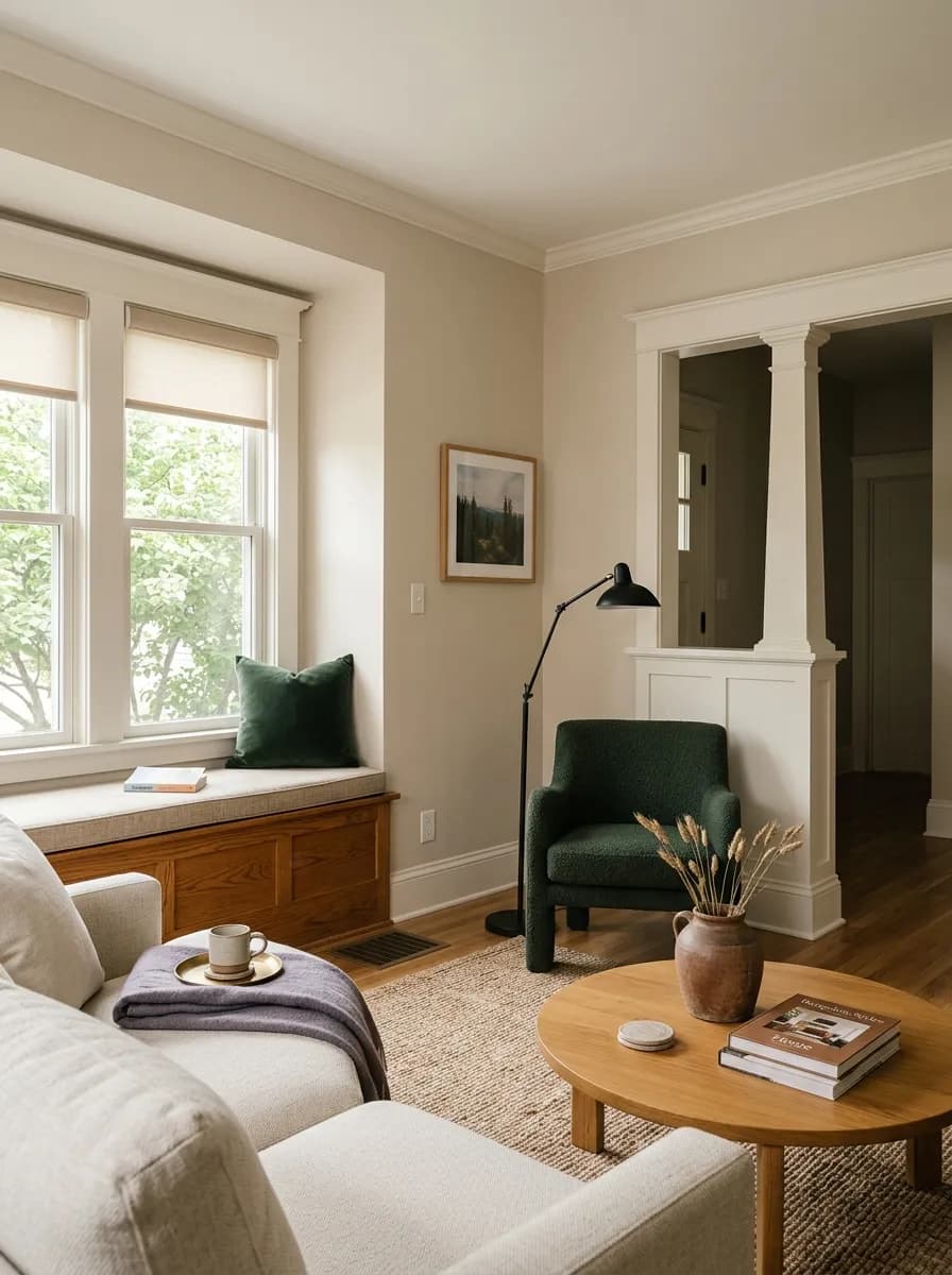 Natural Linen SW 9109 on an interior wall in natural daylight