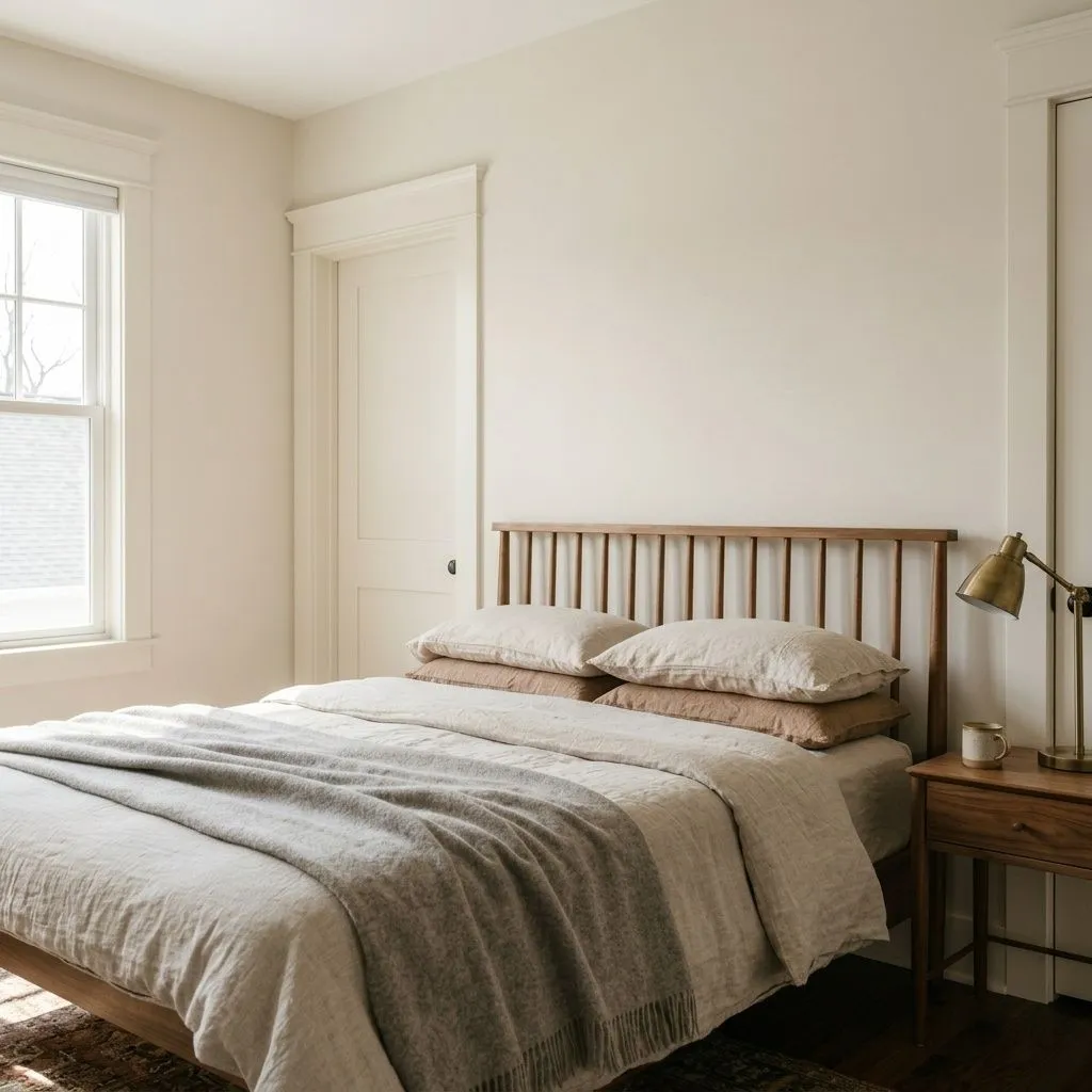 Origami White SW 7636 accent wall in midday light