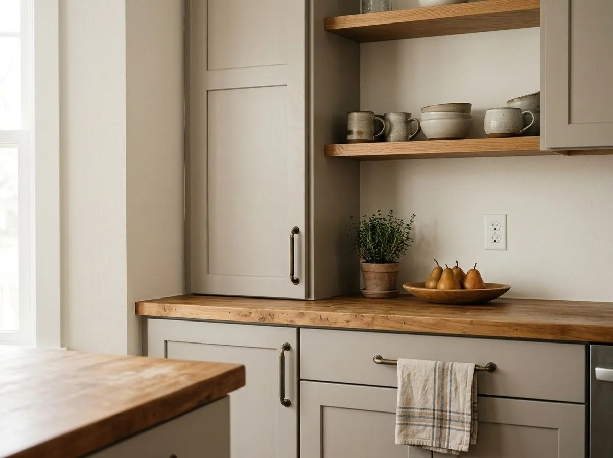 Origami White SW 7636 on kitchen