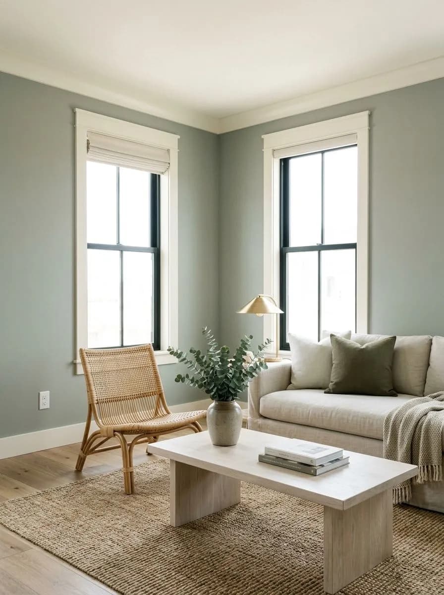 Oyster Bay SW 6206 on an interior wall in natural daylight