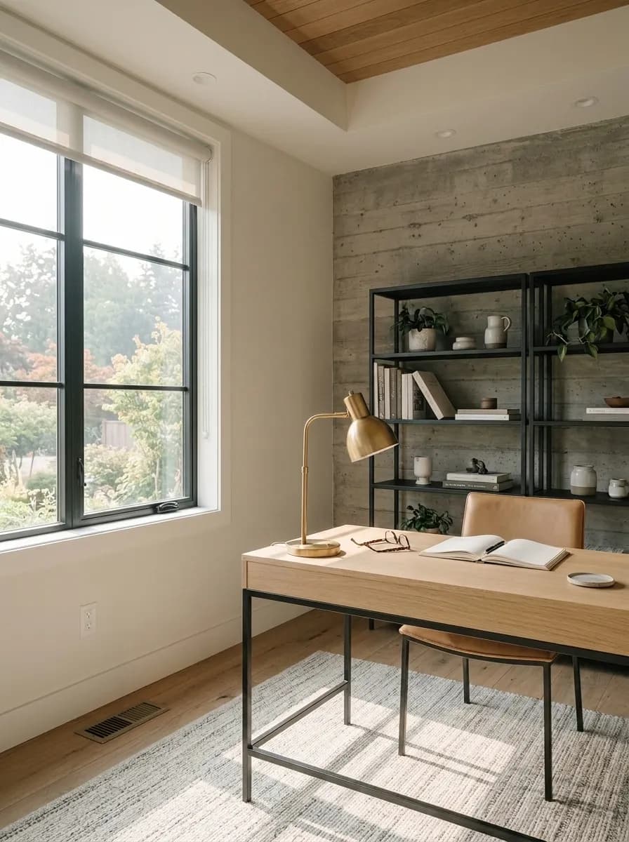 Oyster White SW 7637 accent wall in midday light
