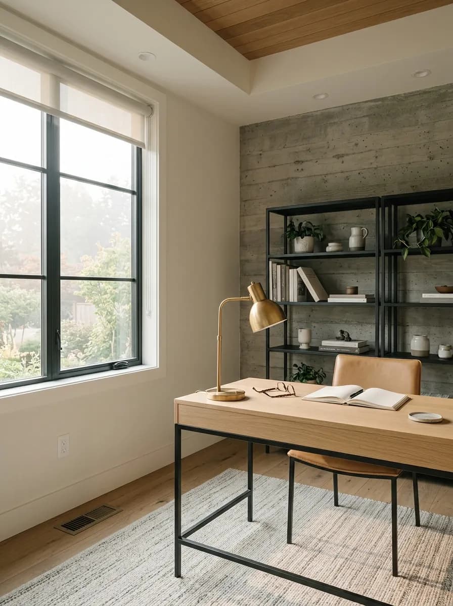 Oyster White SW 7637 accent wall in morning light