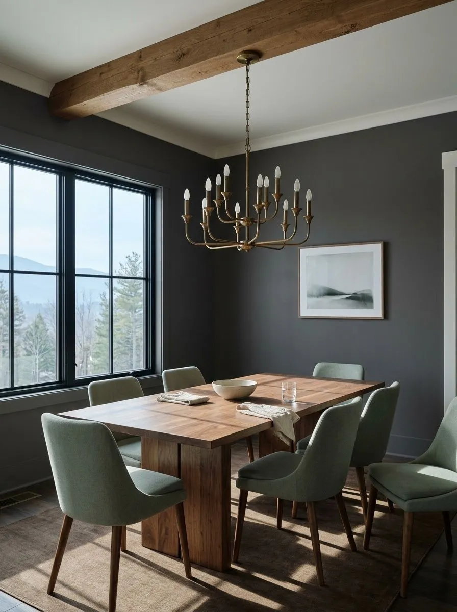 Peppercorn SW 7674 accent wall in morning light