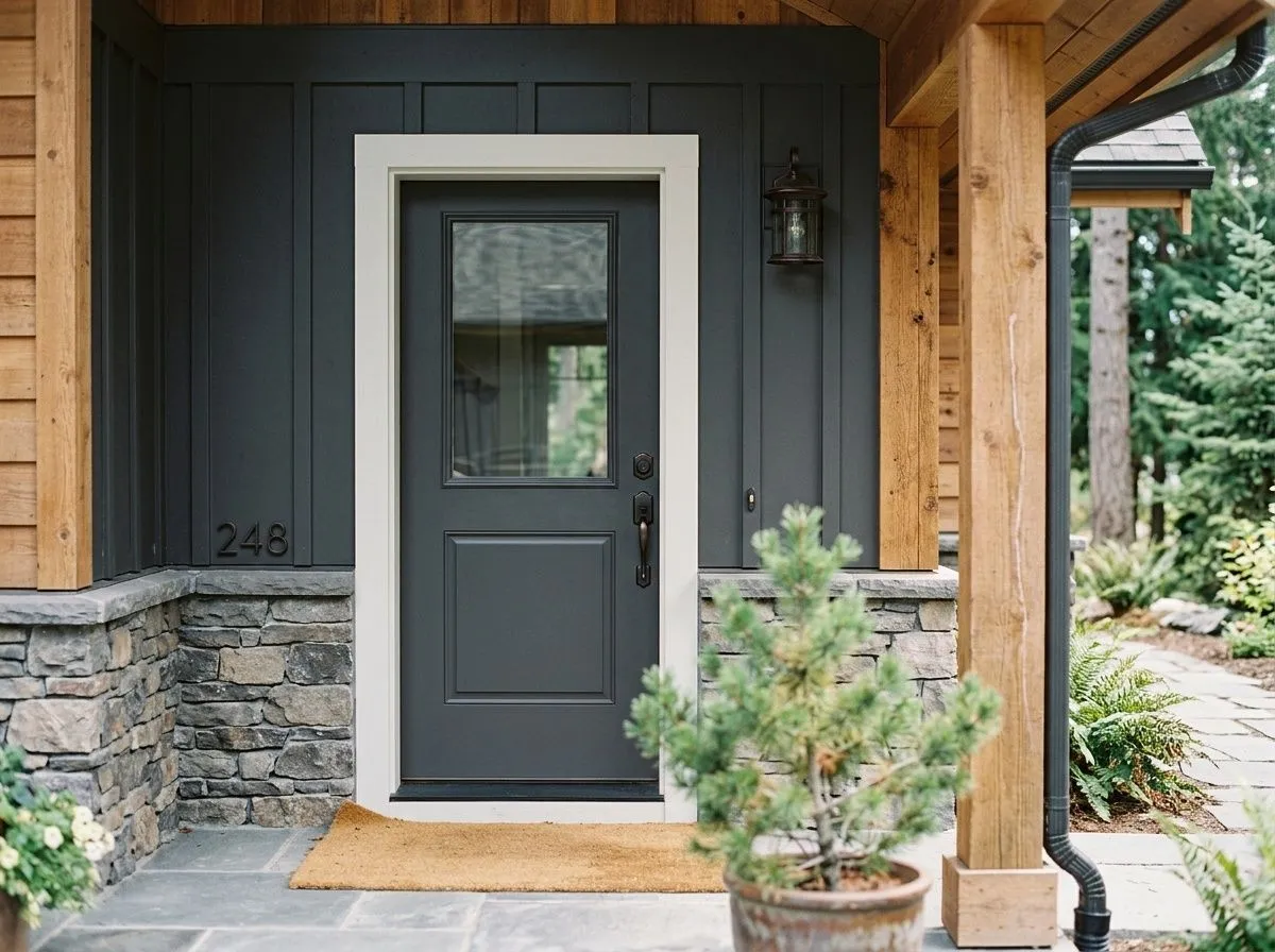 Peppercorn SW 7674 on exterior and front door