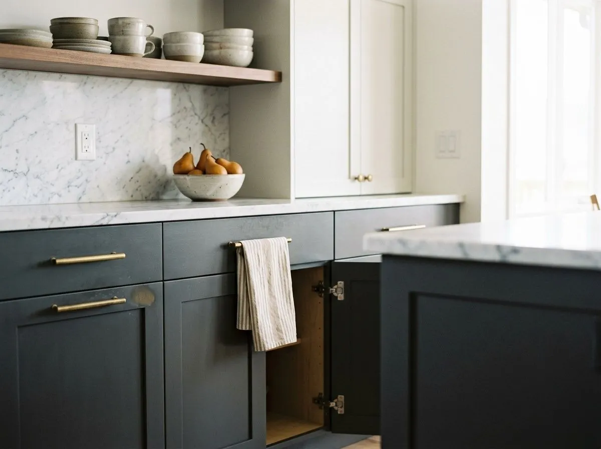 Peppercorn SW 7674 on kitchen cabinets