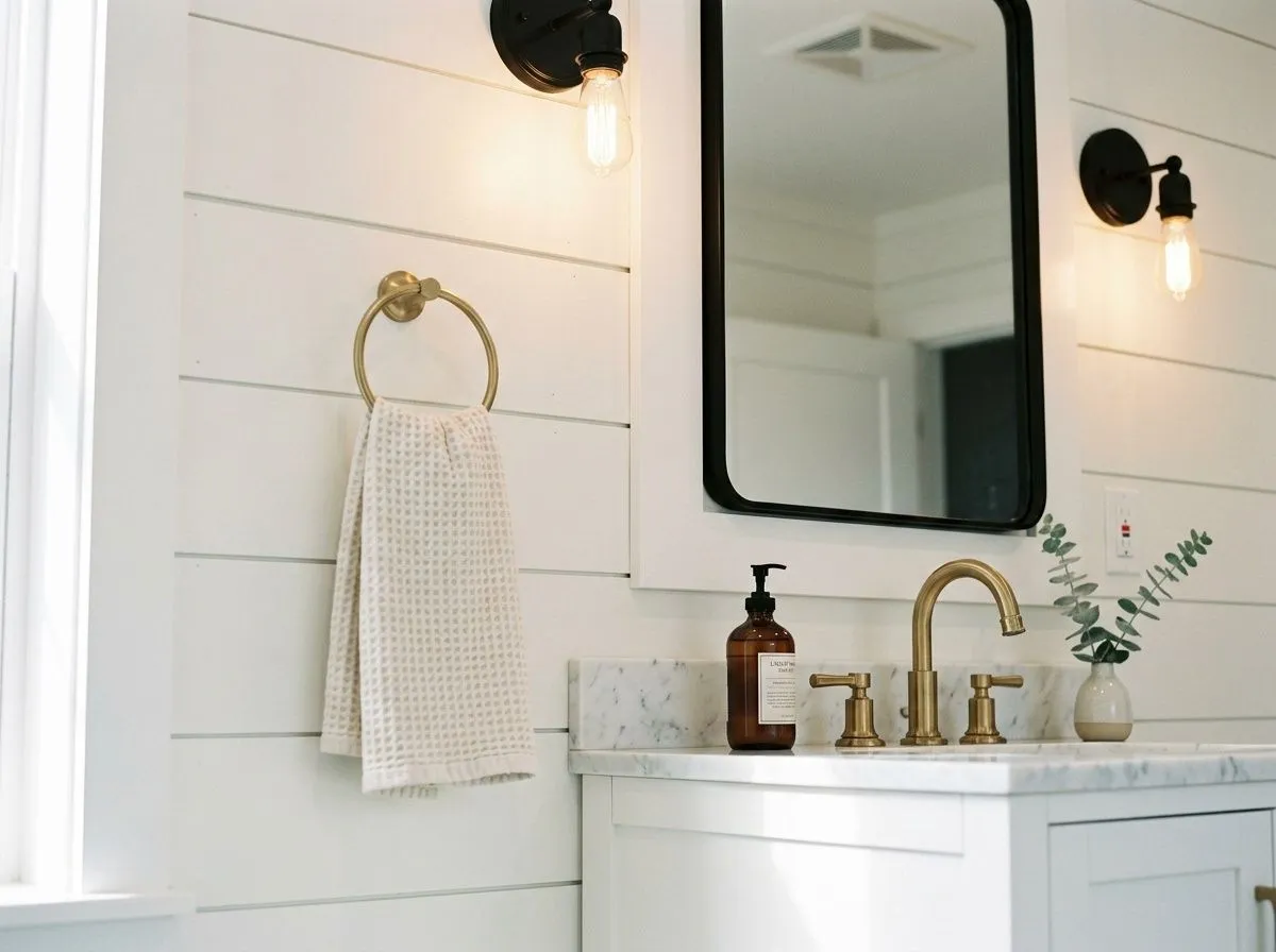 Pure White SW 7005 on bathroom
