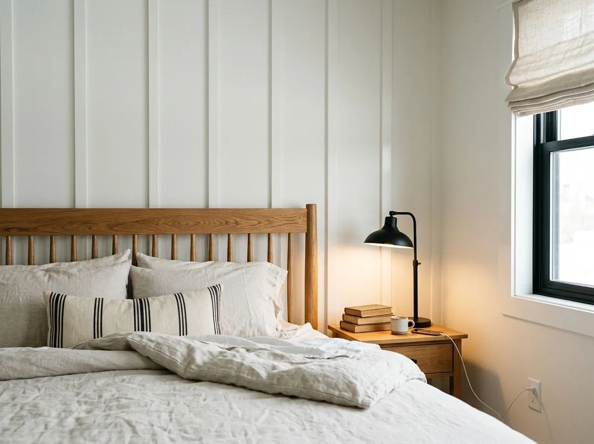 Pure White SW 7005 on bedroom