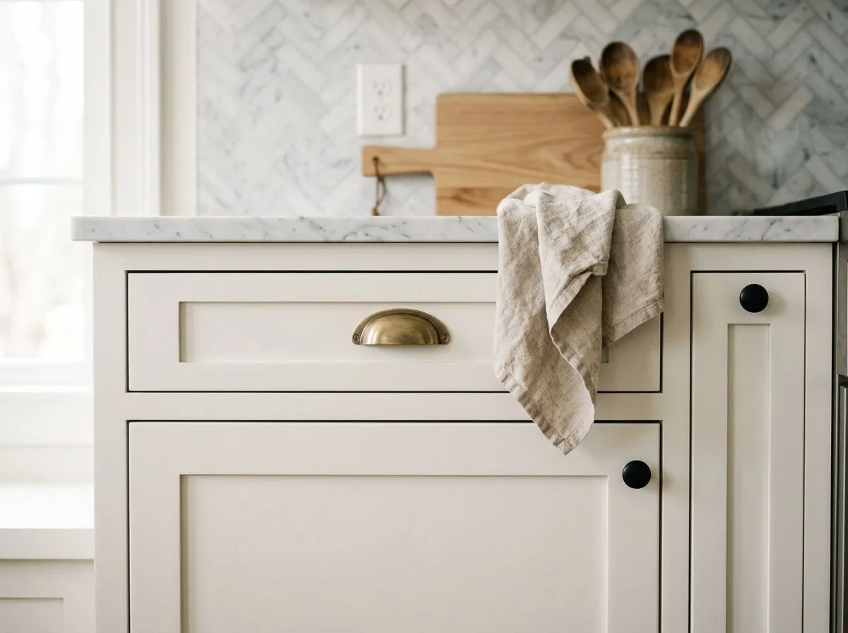 Pure White SW 7005 on kitchen
