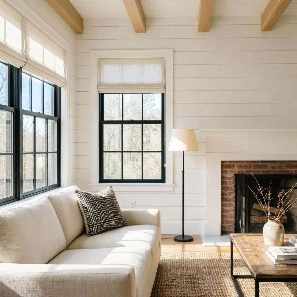 Pure White SW 7005 accent wall in midday light