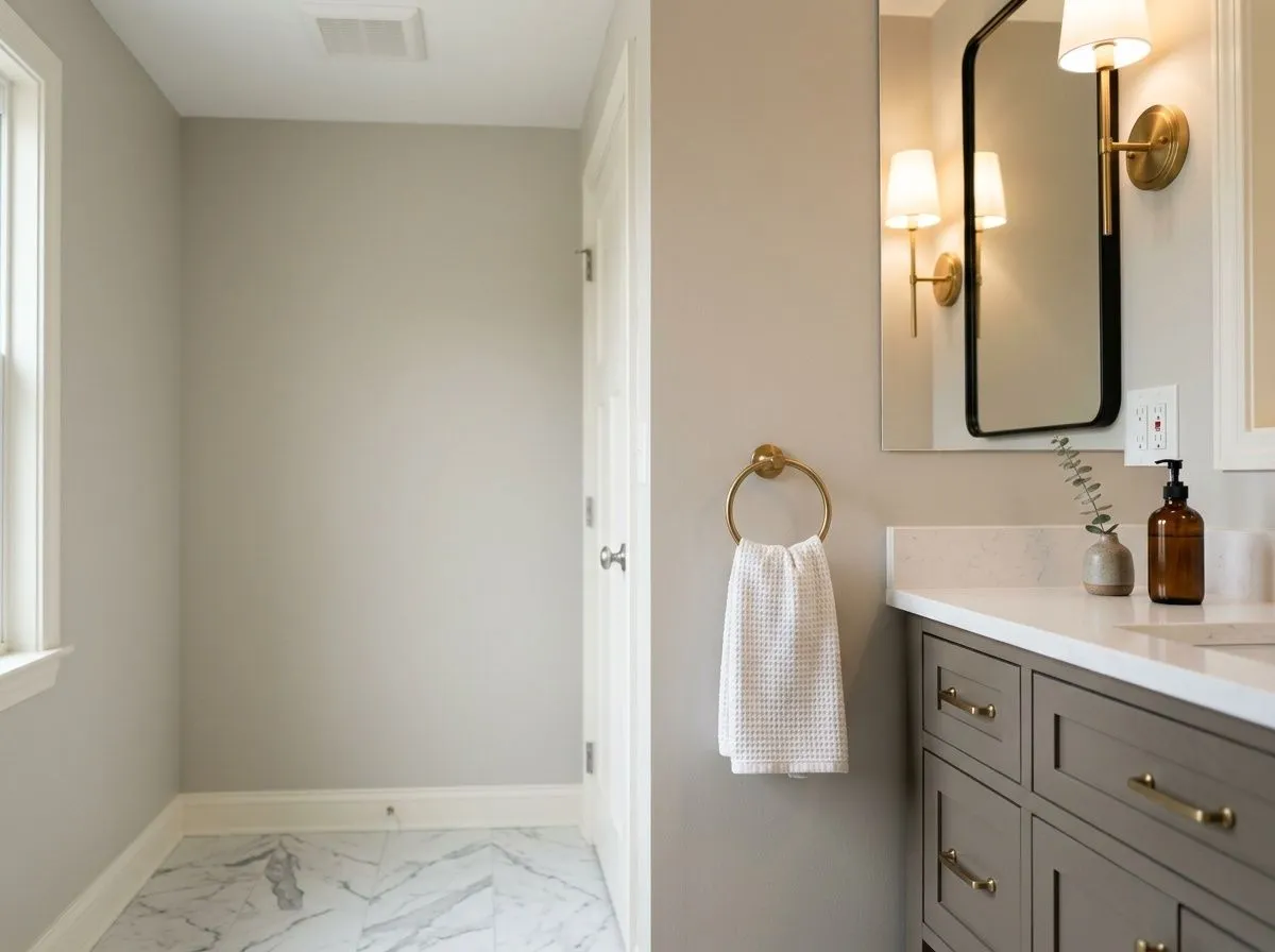 Repose Gray SW 7015 on bathroom